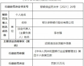 鄂尔多斯银行违法被罚