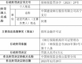 建设银行昌宁支行被罚